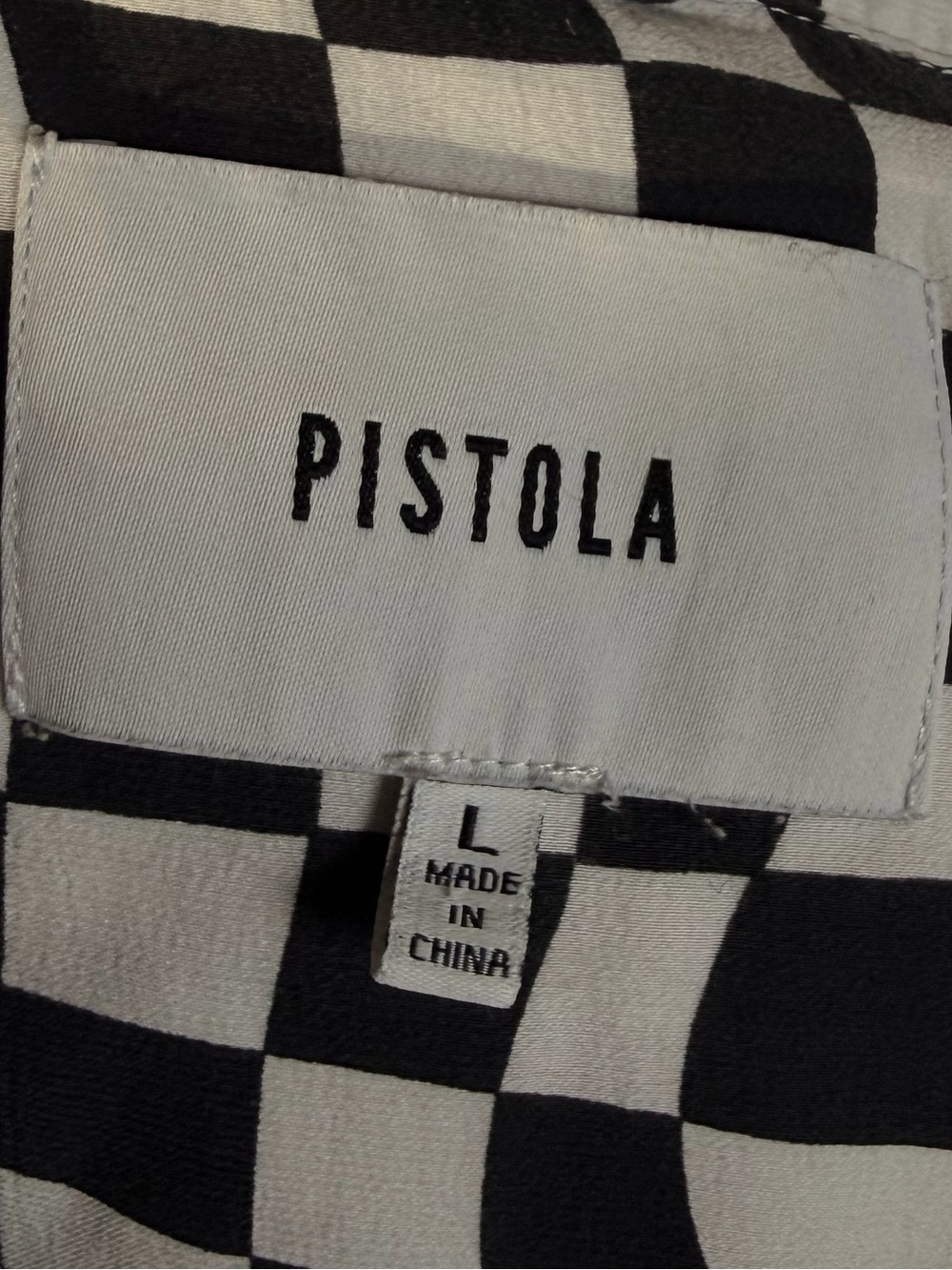 pistola Black and White Checkered Short Sleeve Button-Up Top - Picture 3 of 7